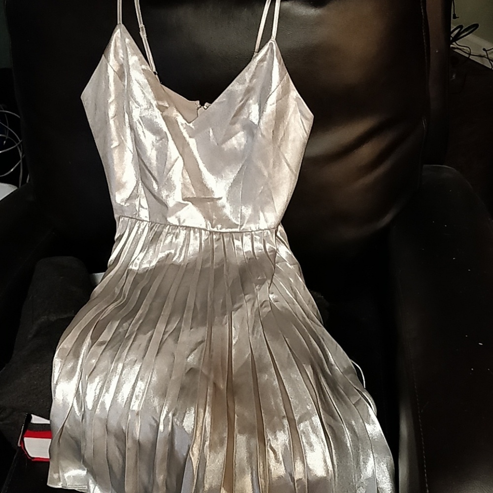 Metallic pleated dress by Marciano